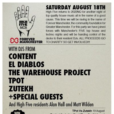 High Five for MCR in aid of Forever Manchester Tickets | 2022NQ Manchester | Sat 18th August 2012 Lineup