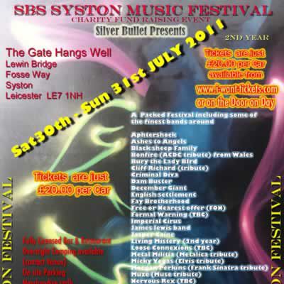 SBS Music Festival | The Gate Hangs Well Syston | Sat 30th July 2011 Lineup