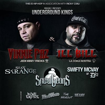 UNDERGROUND KINGS - Vinnie Paz (Jedi Mind Tricks) / Ill Bill / Snowgoons / Sean Strange / Swifty McVay (D12) Tickets | NQ Live (Formerly Moho Live) Manchester | Sat 1st December 2012 Lineup