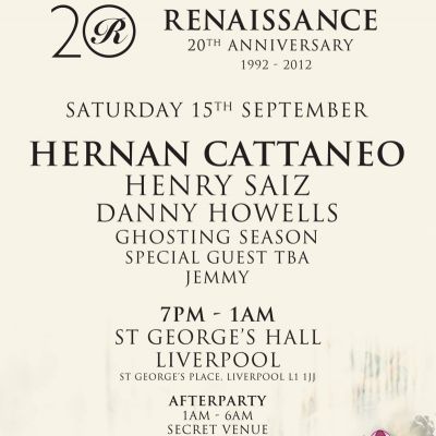Renaissance 20th Anniversary Tickets | St Georges Hall Liverpool | Sat 15th September 2012 Lineup